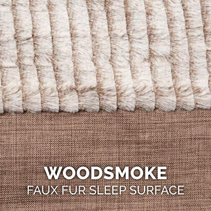 Furhaven Replacement Dog Bed Cover Luxe Faux Fur & Performance Linen Sofa-Style, Machine Washable - Woodsmoke, Jumbo (X-Large) - color: Woodsmoke, size: Jumbo