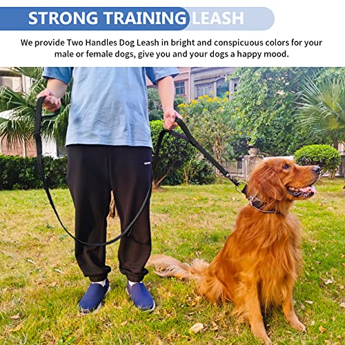 Strong Heavy Duty Dog Leash - 4ft Reflective Nylon Training Leash with Soft Padded Double Handle & Auto Lock Frog Clip - Safety Traffic Control for Large Medium Small Dogs No Pull Walk Black Black,4ft - color: Black Black, size: 4FT x 1" x 2.8MM