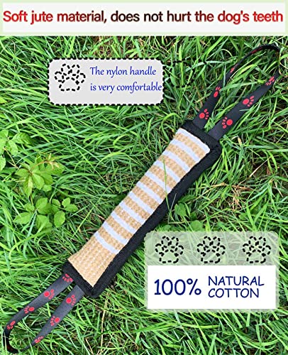 Clysoru Dog Tug Toy Tough Jute Bite Pillow Lasting Training Equipment Puppy to Large Dogs Interactive for Large and Small - color: footprint Black