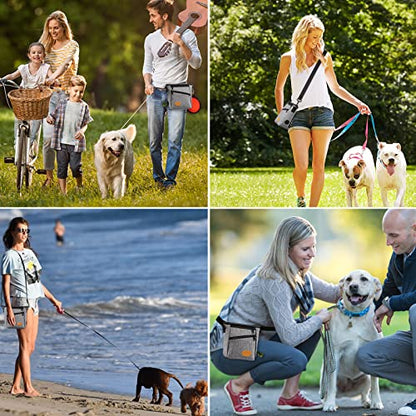 Ownpets Dog Training Pouch with Silicone Liner, Pet Treat Training Pouch with Collapsible Bowl, Shoulder Strap & Waist Strap, 4 Ways to Wear, Walking Fanny Pack for Dog Training - Grey - color: Grey