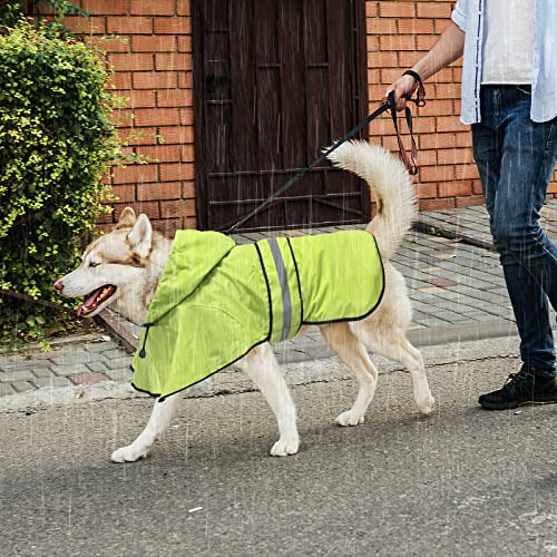 Dog Raincoat Hooded - Adjustable Lightweight Pet Slicker Poncho Rain Coat, Safety Reflective Dog Rain Jacket Raincoats with Leash Hole for Small, Medium, Large Dogs (Medium, Green) - color: Green, size: Medium