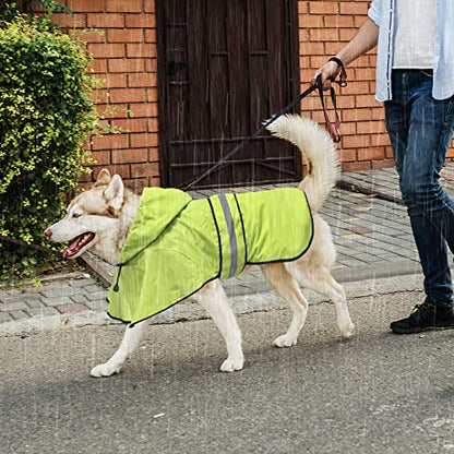 Dog Raincoat Hooded - Adjustable Lightweight Pet Slicker Poncho Rain Coat, Safety Reflective Dog Rain Jacket Raincoats with Leash Hole for Small, Medium, Large Dogs (Medium, Green) - color: Green, size: Medium