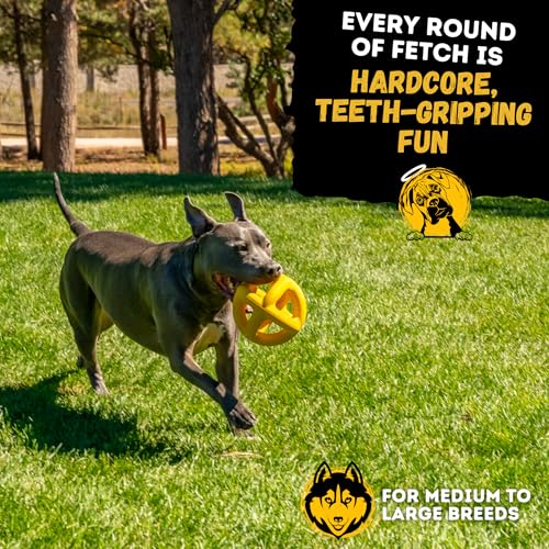 Indestructible Giant XL Dog Ball - Lifetime Replacement - Durable Toy for Aggressive Chewers - Safe, Non-Toxic Natural Rubber - Chew, Tug & Fetch - Tough, Heavy Duty - Large Breed, Massive 8”