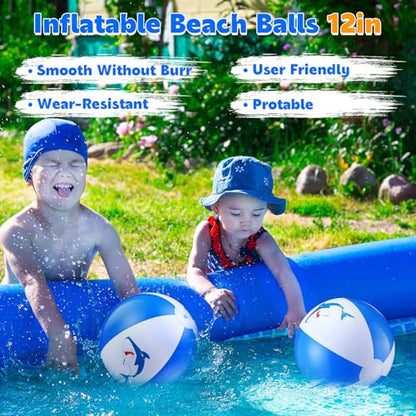 6 Pcs 12 Inch Inflatable Shark Beach Balls for Kids Shark Birthday Party Favor Decorations Pool Toy PVC Beach Ball - style: Shark