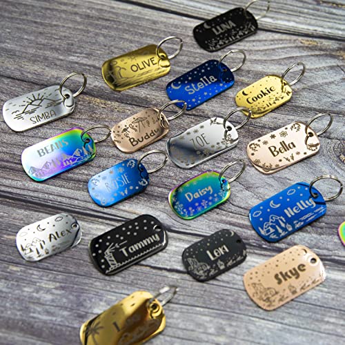 Personalized Dog Tag with 5 Lines of Custom Deep Engraved Durable Stainless Steel Pet ID Name Tag Designer Regular Size Rectangle - size: Regular, style: Regtangle