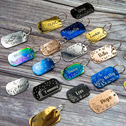 Personalized Dog Tag with 5 Lines of Custom Deep Engraved Durable Stainless Steel Pet ID Name Tag Designer Regular Size Rectangle - size: Regular, style: Regtangle