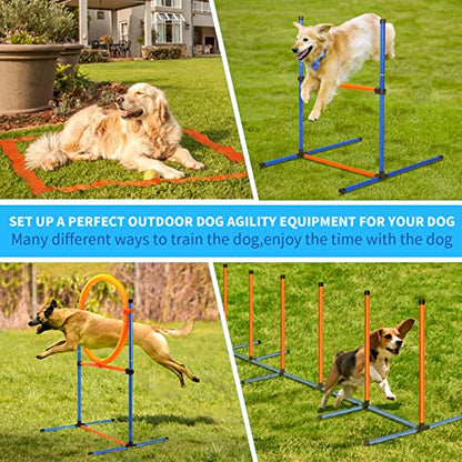Dog Agility Training Equipment, 72-piece Obstacle Course Training Starter Kit Indoor Outdoor Game for Dogs with Agility Hurdle, Jump Ring, Weave Poles, Pause Box, Toy Balls and Storage Bag - size: 4 PCS SET