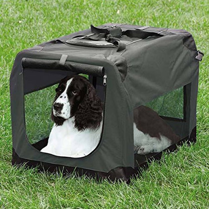Guardian Gear Soft Sided Charcoal Collapsible Crates for Dogs Mesh Window Panels(X-Large 48"x31"x31") - color: grey