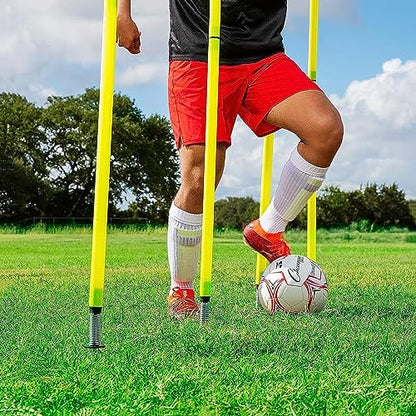Slalom Training Agility Poles with Metal Spikes, Removable Coaching Sticks for Soccer Drills and Training, Spring Loaded Poles Soccer Technical Skills Training(Yellow A,1m(3.3ft)) - color: Yellow a, size: 1m(3.3ft)