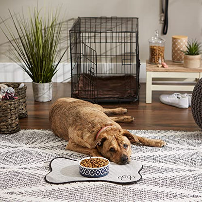 Bone Dry Lattice Collection Pet Bowl & Canister, Single Dish, Medium 6x2", Nautical Blue - color: Nautical Blue, size: Medium Single Dish, 6x2"