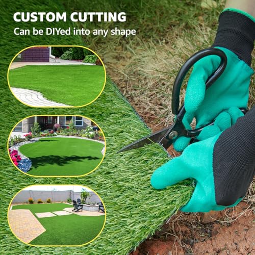 LOOBANI Synthetic Artificial Turf Roll, Artificial Grass for Dog Potty with Drainage Holes, Fake Grass Rug for Garden Landscape Balcony Patio Backyard Decoration, 4 Feet x 6 Feet - size: 4 Feet x 6 Feet