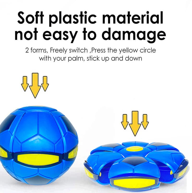 UFO Magic Ball,Portable Glowing Flying Toys Creative Fly Saucer Stomp Magic Balls,Decompression Flying Flat Throw Disc Balls Toy for Childrens Outdoor Sports Kids Gift (Football White)