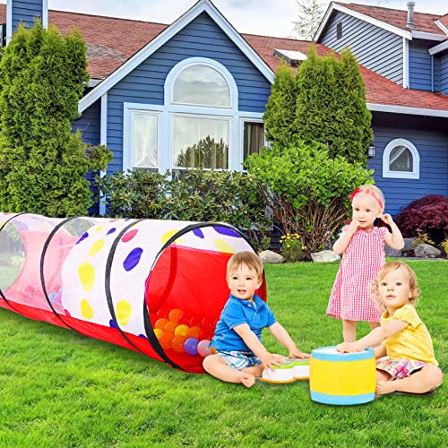 PigPigPen Kids Tunnel for Toddlers,Pop Up Play Tunnel Tent for Babies or Dogs, Indoor & Outdoor Toys for Kids Backyard Playset (Red Spots Play Tunnel) - style: Red spots play tunnel