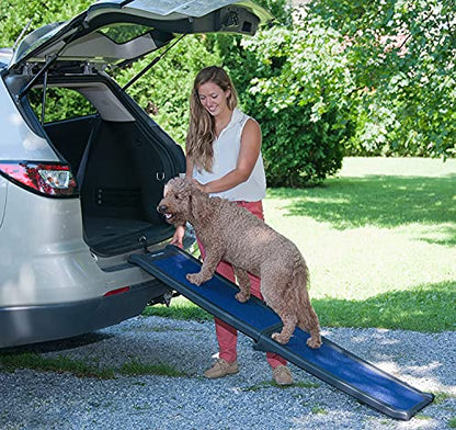 Pet Gear Travel Lite Ramps for Dogs and Cats, Black/Blue | Compact Easy-Fold, Lightweight and Portable, Built-In Carry Handle, Supports 150 lbs, 66" x 16" - color: Black/Blue