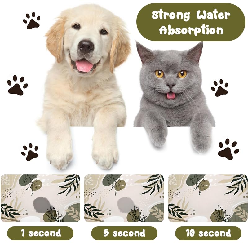 Bohemia Tropical Leaves Pet Feeding Mats - Waterproof, Absorbent Dog Cat Food and Water Bowl Mats - 12 * 20 inch - color: Bohemia, size: 20"L x 12"W
