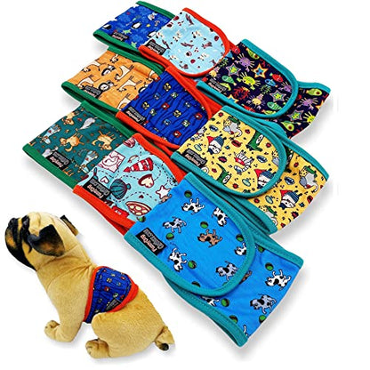 Pack of 3 Dog Belly Band Puppy Diapers Male Boy Belly Wrap Reusable Washable for Small Dog Breeds (L: Waist 15" - 17", Teal Trim) - color: Pack of 3 - Teal Trim, size: L: Waist 15" - 17"