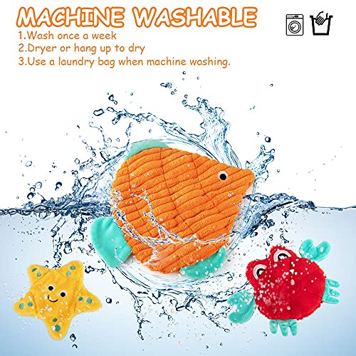 AWOOF No Stuffing Crinkle Squeaky Plush Dog Toys - Cute Animal Themed for Small to Large Dogs & Puppies - Bulk 5 Pack