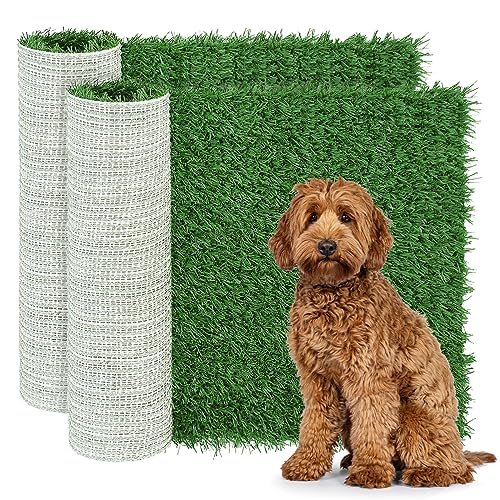 GLOBREEN Dog Grass Pee Pad - 23 x 18 Inches Replacement Artificial Grass Patch for Dogs Potty Tray, Reusable Pets Fake Turf, Anti Odors & High Drainage, 2 Packs - size: 23"x18"