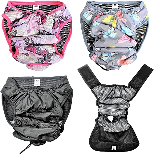 Leak Proof Waterproof Cat Dog Diapers Female Washable Reusable Absorbent Pad Padding Lined for Small Medium Large Pets (M: Waist 16" - 20", Pack of 2pcs Black) - color: Pack of 2pcs Black, size: M: waist 16" - 20"