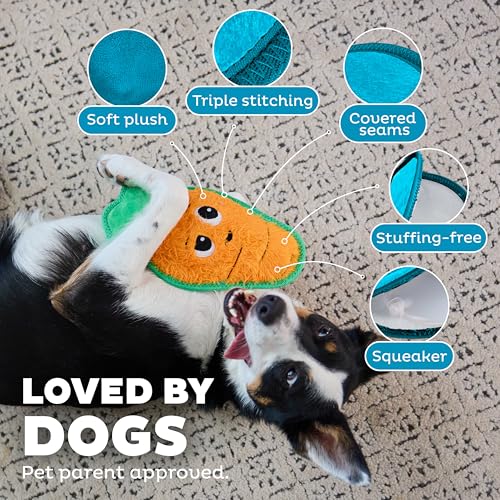 Outward Hound Tough Skinz Durable Squeaky Dog Toy with Two Tough Layers, Carrot, Multicolor, Medium - color: Carrot, size: Medium