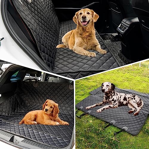JSTHT Dog Car Seat Cover for Back Seat, Waterproof Bench Seat Cover Protector Nonslip Durable Soft Pet Dog Back Seat Cover for Car, Truck, & SUV (Black)