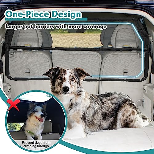 Dog Car Barrier Escape-Proof, 46" Wide Car Divider for 3rd Row Seats & Cargo Area, Durable Cargo Area Dog Car Gate Trunk Barrier with See Through Net Mesh for Small Sized SUV & Vehicles Or Hatchback - size: Small