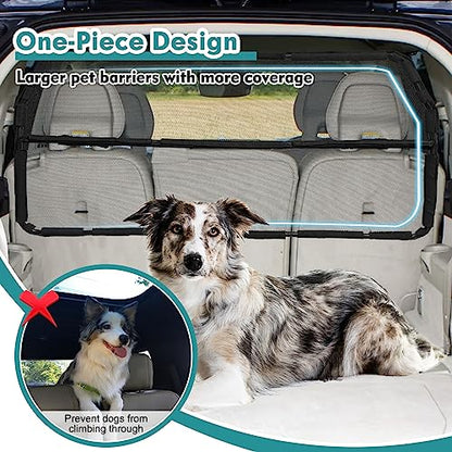 Dog Car Barrier Escape-Proof, 46" Wide Car Divider for 3rd Row Seats & Cargo Area, Durable Cargo Area Dog Car Gate Trunk Barrier with See Through Net Mesh for Small Sized SUV & Vehicles Or Hatchback - size: Small