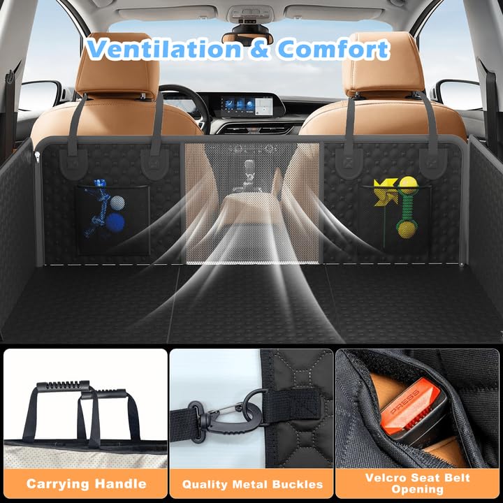 Back Seat Extender for Dogs, PU Leather Hard Bottom Truck Dog Seat Cover for Back Seat, Waterproof Pet Hammock Bed for Car with Side Flap, High Barrier Truck Pet Back Seat Covers - size: For Full Size Truck