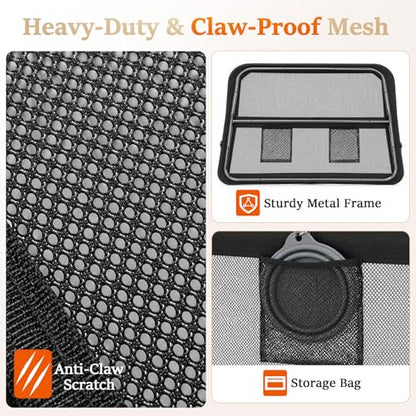 Heavy Duty Dog Car Barrier with Sturdy Metal Frame, Wider Coverage Pet Divider Net for Back Seat & Cargo Area, Universal Fit for Cars SUVs Trucks, Claw-Proof Transparent Mesh for Cool Airflow - size: Large