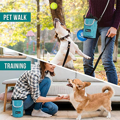 PetAmi Dog Treat Pouch, Large 3-Cup Dog Training Treat Bag with Poop Bag Dispenser, Hands-Free Waist Belt & Crossbody Strap, Reflective with Multiple Pockets & Belt Clip (Sea Blue) - color: Sea Blue
