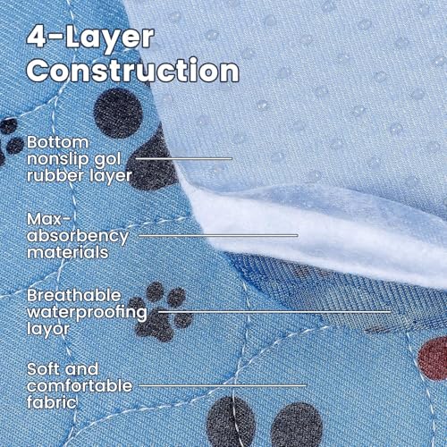Washable Pee Pads for Dogs,2 Pack Extra Large 36"x72" Super Absorbent Reusable Puppy Pads,Non-Slip 100% Waterproof Dog Pee Pad,Pet Training Pads for Couch, Crate,Potty Training,Floor - size: 36X72 Inch（Pack of 2）