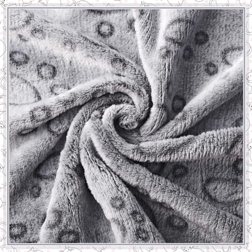 Tegeme 12 Pcs Pet Blankets 23 x 16 Inch Soft Fluffy Fleece Dog Cat Warm Paw Print Pattern Blankets Flannel Throw for Pets Dog Puppy Cat(Gray) - color: Gray, size: 23 x 16 Inch