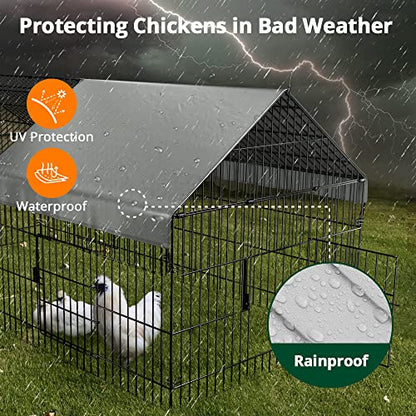PawGiant Chicken Coop, 86"x40"x40" Chicken Run Pen for Yard with Cover Outdoor Metal Portable Chicken Tractor Cage Enclosure Crate Outside for Small Animals Duck Rabbit Hen - size: 86.0"L x 40.0"W x 38.5"H