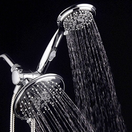 30-Setting Ultra-Luxury 6 inch Rainfall Shower Head & Handheld 3-way Combo with Water Saving Pause Switch and Stainless Steel Hose/Enjoy Separately or Together! Premium All Chrome Finish - color: Chrome Face