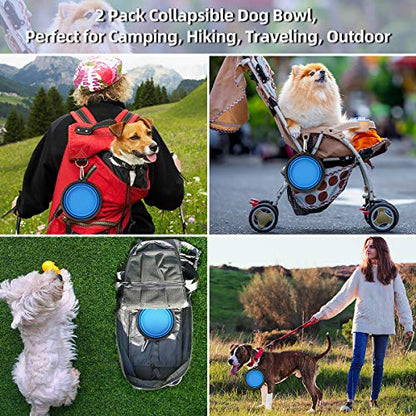 Kytely Large Collapsible Dog Bowls 2 Pack, 34oz Foldable Dog Travel Bowl, Portable Pet Water Food Bowl with Clasp, Pet Cat Feeding Cup Dish for Traveling, Walking, Hiking (Blue+Blue) - color: Blue & Blue