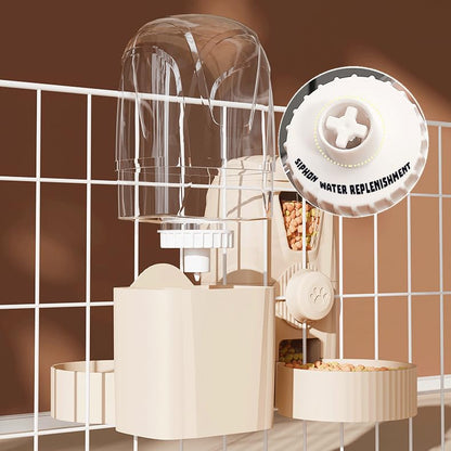 Hanging Cage Automatic Pet Food Water Dispenser 34oz, Large Capacity Feeder Gravity Refill Food and Siphon Suction Water Set for Dog Cat Rabbit Chinchilla and Ferret (Food and Water Dispenser) - color: Food and Water Dispenser