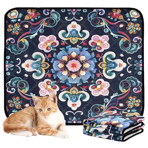 Qilmy Mandala Pet Mat, Waterproof Reusable Dog Training Pad Anti-Slip Pet Creat Pad for Small Medium Large Dogs and Cats - size: Smallx3