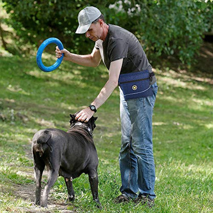 Viklluyr Dog Treat Pouch Bag with Magnetic Closure, Dog Food Carrier with Removable Inner Pocket, Perfect Dog Training Bag for Agility Training - Including Carabiner - color: Blue, size: L