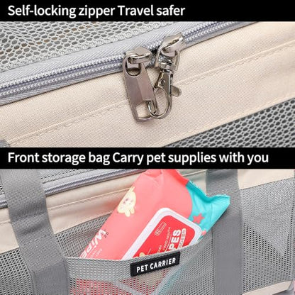 Airline Approved Pet Carrier for Cats and Small Dogs, Breathable and Collapsible Design, Portable Travel Bag for Bearded Dragon, Puppies Animal Hangbag, Rabbit Cage Cage (Khaki, Small) - color: khaki