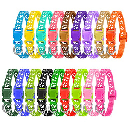 BOUMUSOE 18 Pcs Puppy Collars for Litter Adjustable Puppy Whelping Collars Soft Nylon Puppy ID Collars with Safety Quick Release Buckle for Small Medium Dogs( 19-32cm )