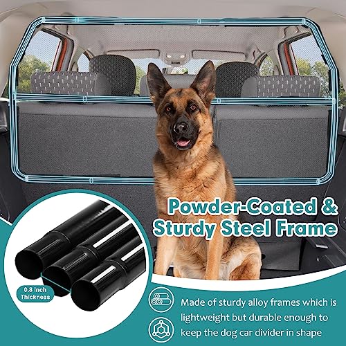 Dog Car Barrier Escape-Proof, 46" Wide Car Divider for 3rd Row Seats & Cargo Area, Durable Cargo Area Dog Car Gate Trunk Barrier with See Through Net Mesh for Small Sized SUV & Vehicles Or Hatchback - size: Small