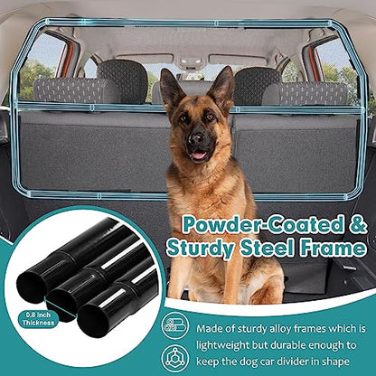 Dog Car Barrier Escape-Proof, 46" Wide Car Divider for 3rd Row Seats & Cargo Area, Durable Cargo Area Dog Car Gate Trunk Barrier with See Through Net Mesh for Small Sized SUV & Vehicles Or Hatchback - size: Small