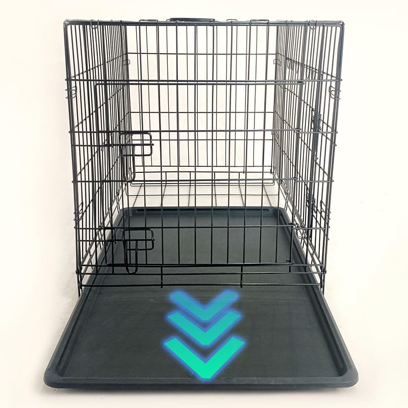 24-Inch Folding Metal Dog Crate for Small Breeds – Double Door, Removable Tray, and Carry Handle – Ideal for Indoor - Black