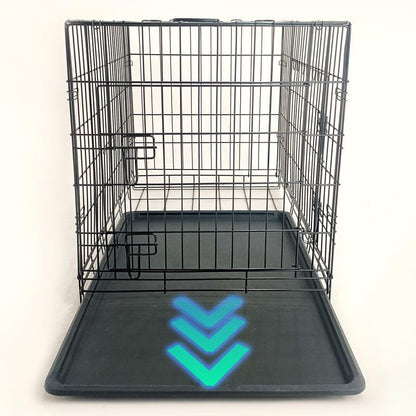 24-Inch Folding Metal Dog Crate for Small Breeds – Double Door, Removable Tray, and Carry Handle – Ideal for Indoor - Black