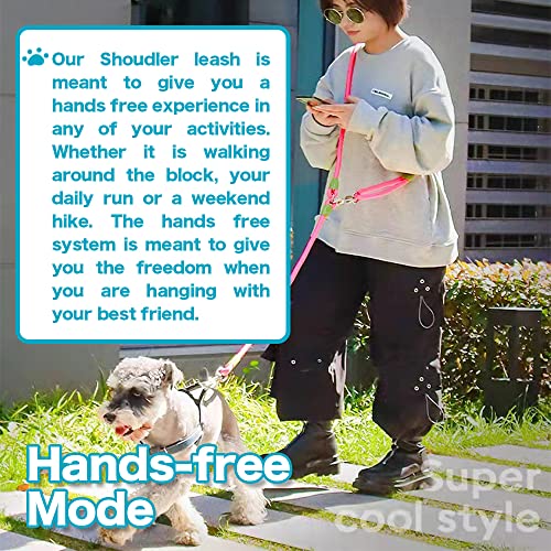 Hands Free Dog Leash Waist & Crossbody Rope with Slip Lead Durable for 2 Dogs Nylon Reflective Heavy Duty Hiking Running Leash for Medium Large Dogs(Rainbow, 13Ft) - color: Rainbow
