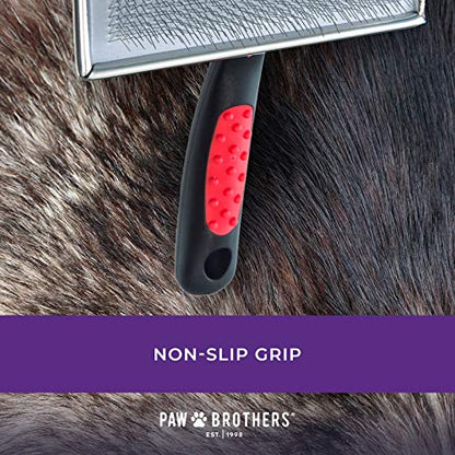 Ryan's Pet Supplies Paw Brothers Flat Slicker Brush for Dogs, Dog Brush for Long Haired Dogs, Professional Grade, Coated Tips, Gentle on Skin, Maximum Coverage, Large 4.5" x 2" - size: Large