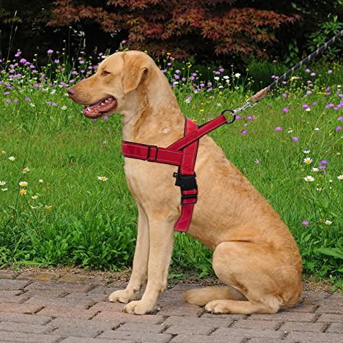 Red No Pull Dog Harness for Small Medium Large Sized Dog, Reflective Escape Proof Adjustable Dog Harnesses with 2 Patch, S - color: Red, size: S-Chest size 18-22''