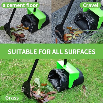 ienjoyed 43" Tall Pooper Scooper Large Swivel Bin & Rake with 100 Waste Bags,Heavy Duty Dog Pooper Scooper for Dogs, Long Handle Poop Scooper with Lid for Yard, Grass, Gravel (Green) - color: Green(43" Tall)