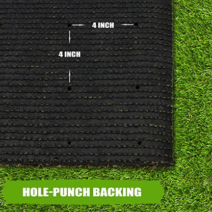 Premium Artificial Grass 3' x 6' Outdoor Rug, 1.38" Realistic Thick Turf for Garden, Yard, Fake Lawn, Dogs Synthetic Grass Mat, Rubber Backed with Drainage Holes, Customized Sizes - size: 3' x 6'