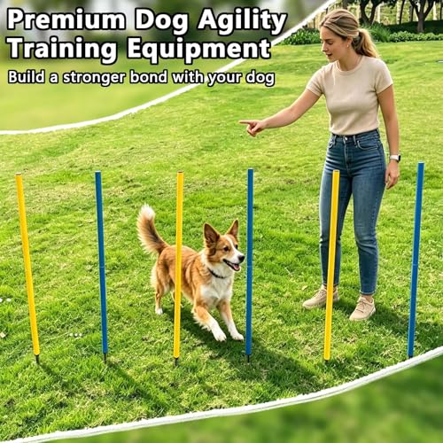 6-Pack Dog Agility Weave Poles with Stakes for Backyard Dog Training - color: SLV-weave 6